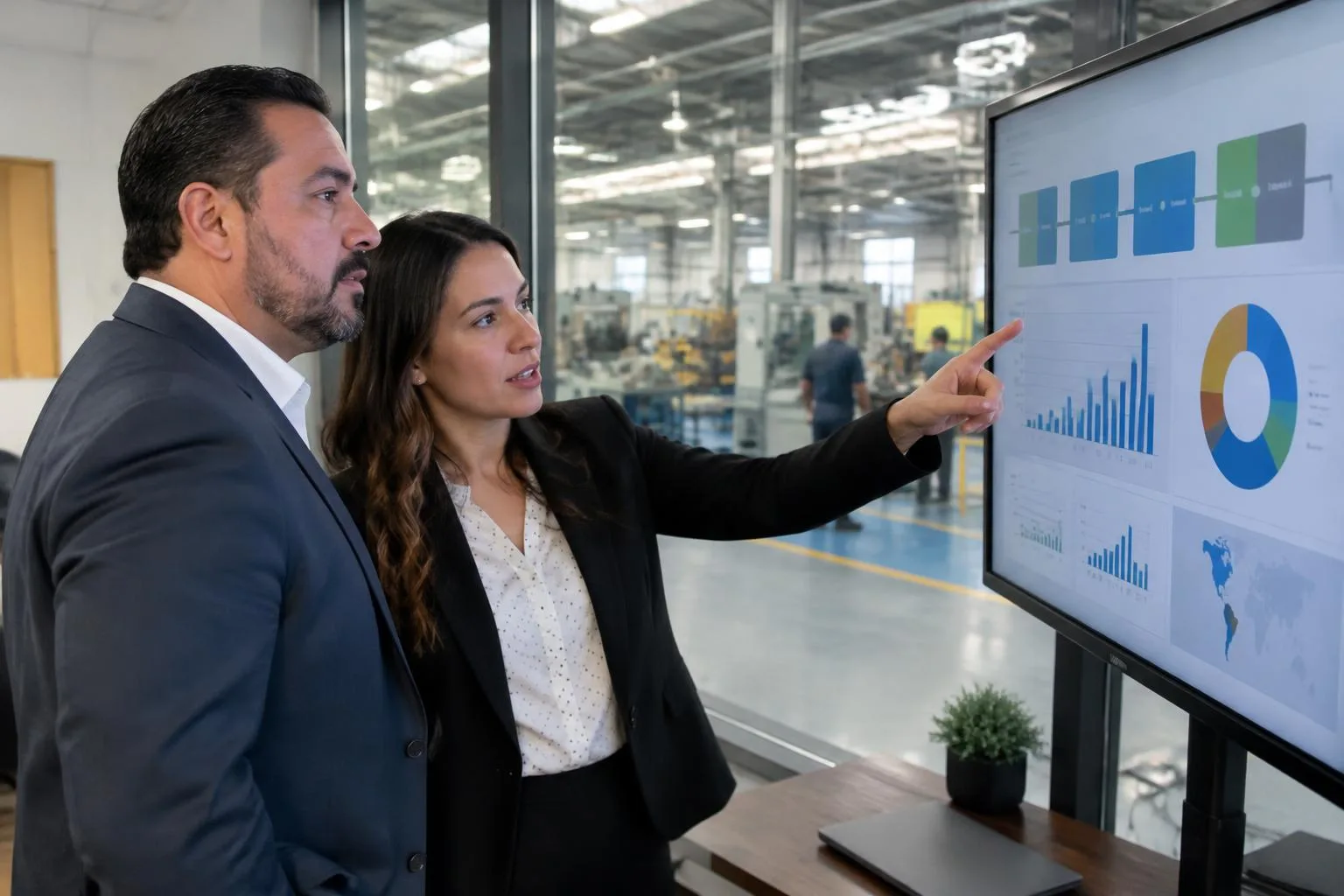 Equipo comercial industrial revisando el pipeline de oportunidades en una pantalla