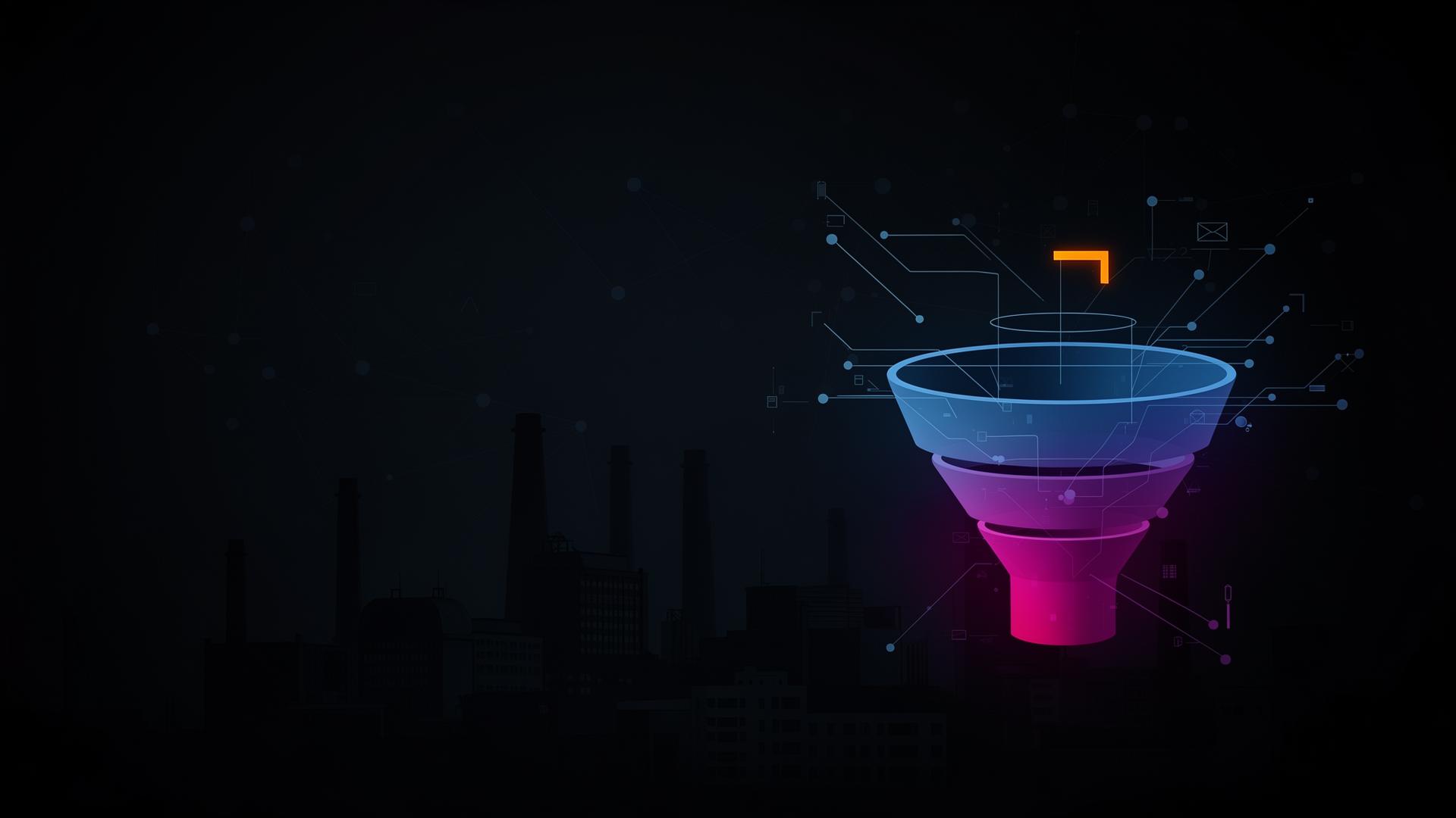 Visualización abstracta de campañas de Meta Ads para empresas B2B e industriales
